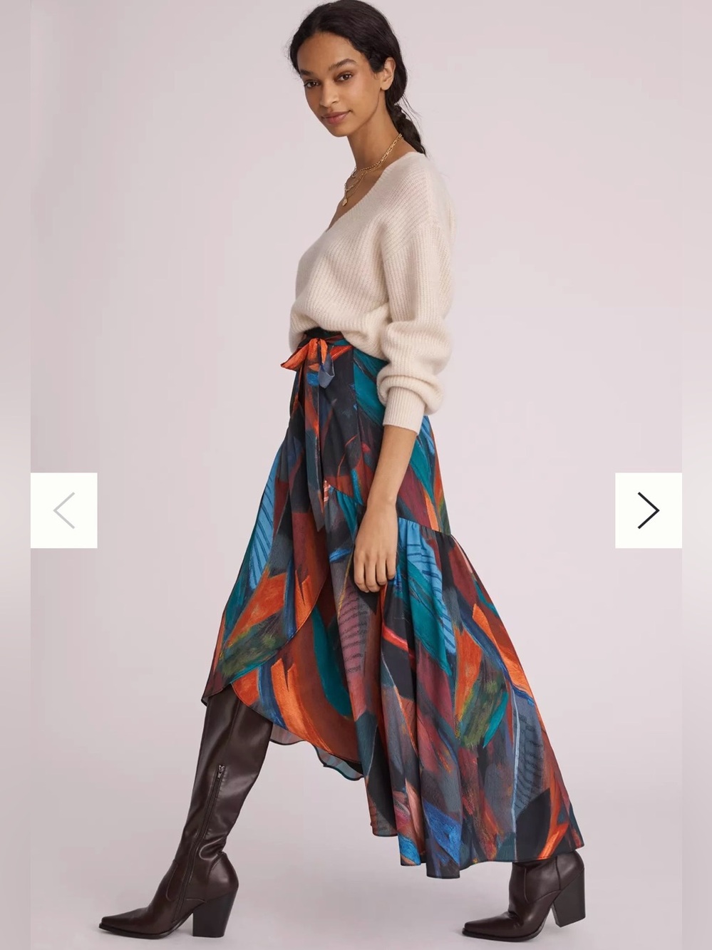 Hutch by Antropology Asymmetrical Wrap Maxi Skirt in Teal, Blue & Orange